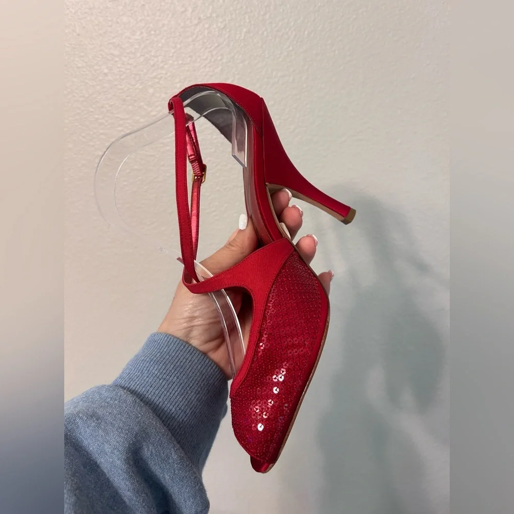 Nina Elegant Red Strappy Heels size 8 1/2 - Picture 6 of 8